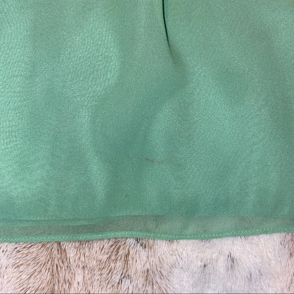 BCBGMAXAZRIA EMERALD GREEN/BLUE SILK CHIFFON WOVEN STRAPLESS MINI COCKTAIL DRESS - Picture 7 of 14